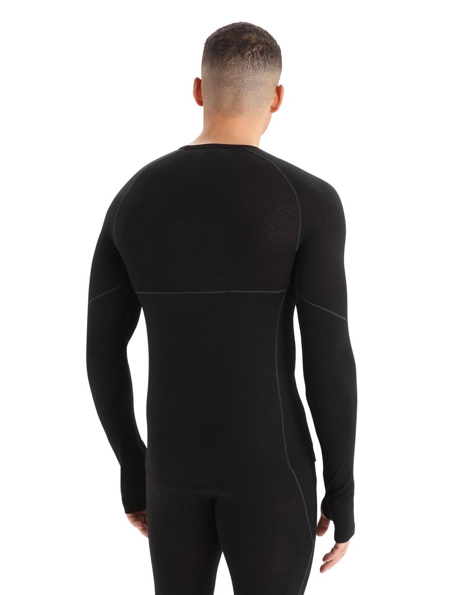 Base Layers Icebreaker BodyfitZone™ Merino 150 Zone Long Sleeve Crewe Thermal Top Męskie Czarne | PL 1584KORI